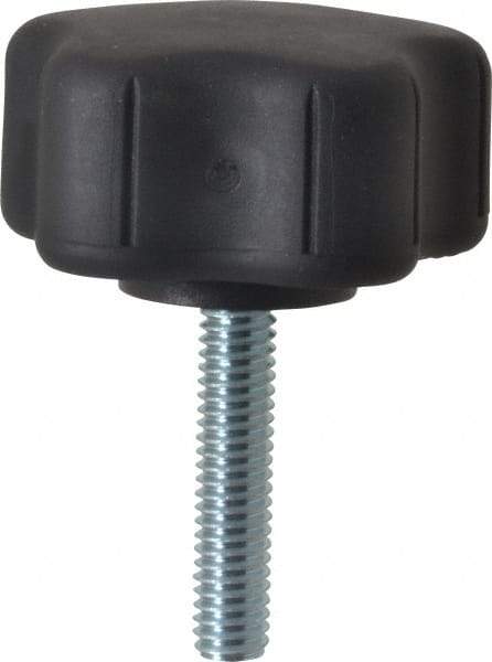 Gibraltar - 1.91" Head Diam, 5 Point Lobed Knob - 5/16-18 Stem, Thermoplastic Elastomer, Black - Makers Industrial Supply