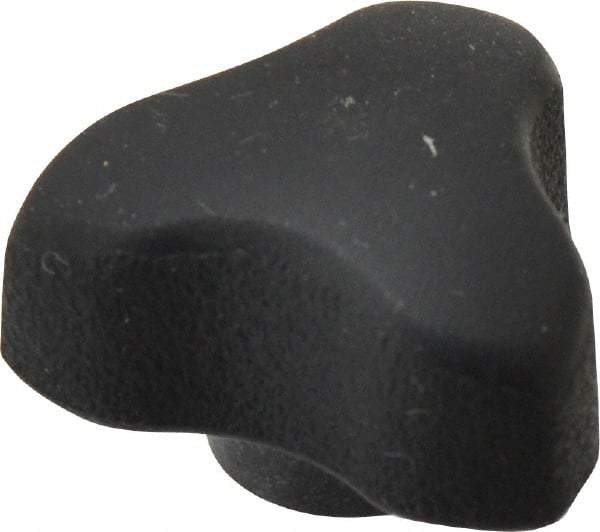 Gibraltar - 1.18" Head Diam, 3 Point Lobed Knob - 10-32 Hole, Thermoplastic Elastomer, Black - Makers Industrial Supply