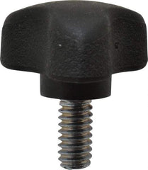 Gibraltar - 1.18" Head Diam, 3 Point Lobed Knob - 1/4-20 Stem, Thermoplastic Elastomer, Black - Makers Industrial Supply