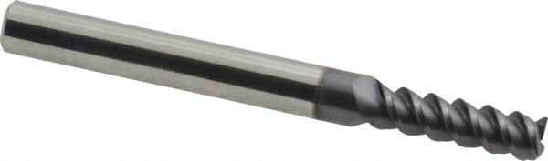 Accupro - 7/32", 3/4" LOC, 1/4" Shank Diam, 2-1/2" OAL, 3 Flute, Solid Carbide Square End Mill - Single End, AlTiN Finish, Spiral Flute, 60° Helix, Centercutting, Right Hand Cut, Right Hand Flute - Makers Industrial Supply