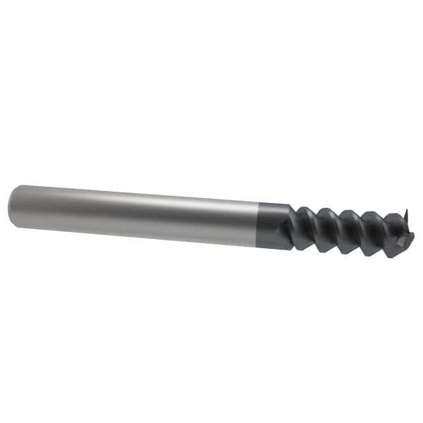 Accupro - 3/8", 1" LOC, 3/8" Shank Diam, 2-1/2" OAL, 3 Flute, Solid Carbide Square End Mill - Single End, AlTiN Finish, Spiral Flute, 60° Helix, Centercutting, Right Hand Cut, Right Hand Flute - Makers Industrial Supply