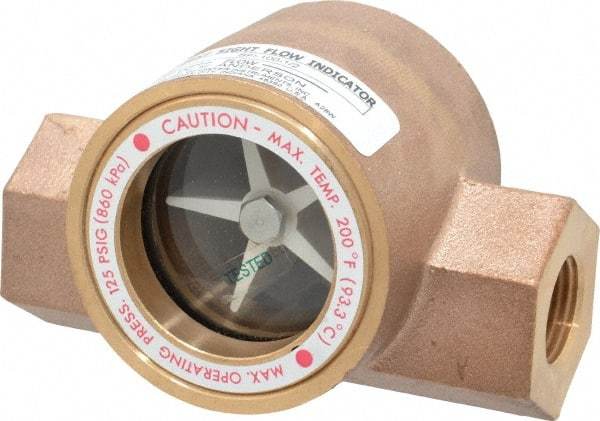 Dwyer - 1/2 Inch, Bronze Body Sight Flow Indicator - 125 Max psi, 4 Inch Overall Length, 200°F - Makers Industrial Supply