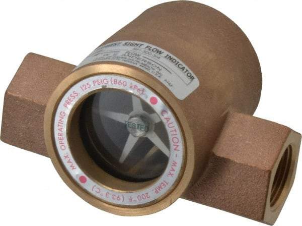 Dwyer - 3/4 Inch, Bronze Body Sight Flow Indicator - 125 Max psi, 4-1/16 Inch Overall Length, 200°F - Makers Industrial Supply