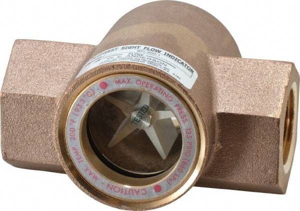 Dwyer - 1 Inch, Bronze Body Sight Flow Indicator - 125 Max psi, 4-3/8 Inch Overall Length, 200°F - Makers Industrial Supply