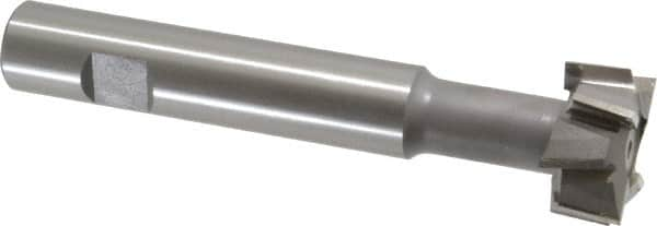 Made in USA - 1-1/4" Cut Diam, 5/8" Cut Width, 19/32" Neck Diam, 3/4" Shank Diam, 5-1/8" OAL, M42 Cobalt T-Slot Cutter - Uncoated, Staggered Teeth, 8 Teeth, Weldon Flat - Makers Industrial Supply