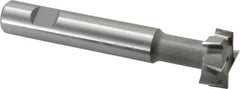 Made in USA - 1-1/4" Cut Diam, 1/2" Cut Width, 19/32" Neck Diam, 3/4" Shank Diam, 5-1/8" OAL, M2 High Speed Steel T-Slot Cutter - Uncoated, Staggered Teeth, 8 Teeth, Weldon Flat - Makers Industrial Supply