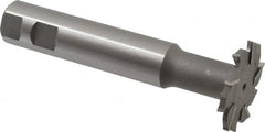 Made in USA - 2" Cut Diam, 3/16" Cut Width, 51/64" Neck Diam, 1" Shank Diam, 5-11/16" OAL, M2 High Speed Steel T-Slot Cutter - Uncoated, Staggered Teeth, 10 Teeth, Weldon Flat - Makers Industrial Supply