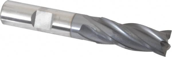 OSG - 17/32", 1-3/8" LOC, 1/2" Shank Diam, 3-3/8" OAL, 4 Flute, Vanadium High Speed Steel Square End Mill - Single End, TiCN Finish, Spiral Flute, 30° Helix, Centercutting, Right Hand Cut, Right Hand Flute, Series 574 - Makers Industrial Supply