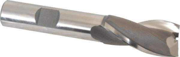 OSG - 21/32", 1-5/16" LOC, 1/2" Shank Diam, 3-5/16" OAL, 2 Flute, Vanadium High Speed Steel Square End Mill - Single End, Uncoated, Spiral Flute, 30° Helix, Centercutting, Right Hand Cut, Right Hand Flute, Series 573 - Makers Industrial Supply