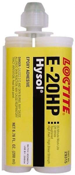 Loctite - 200 mL Cartridge Two Part Epoxy - 20 min Working Time, 4,690 psi Shear Strength, Series E-20HP - Makers Industrial Supply