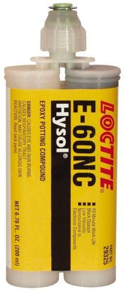 Loctite - 200 mL Cartridge Two Part Epoxy - 60 min Working Time, 3,110 psi Shear Strength, Series E-60NC - Makers Industrial Supply