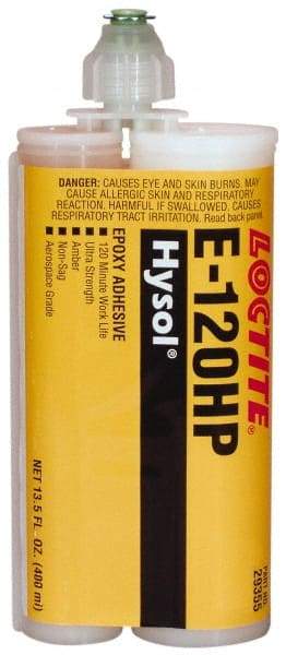 Loctite - 400 mL Cartridge Two Part Epoxy - 120 min Working Time, 4,800 psi Shear Strength, Series E-120HP - Makers Industrial Supply