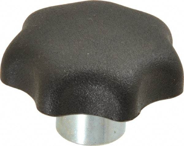 KIPP - 32mm Head Diam, 7 Point Lobed Knob - M6x1 Hole, Thermoplastic, Black - Makers Industrial Supply