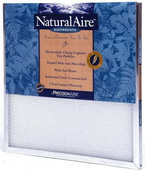 PrecisionAire - 20" Noml Height x 25" Noml Width x 2" Noml Depth, 50 to 60% Capture Efficiency, Wire-Backed Pleated Air Filter - MERV 10, Polyester/Polypropylene, Integrated Frame, For Any Unit - Makers Industrial Supply