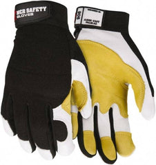 MCR Safety - Size S General Protection Work Gloves - For Work & Driver, Uncoated, Adjustable Closure Cuff, Blue/Yellow/Black/White, Paired - Makers Industrial Supply