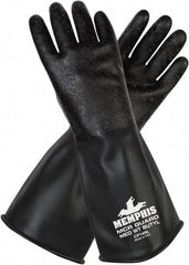 MCR Safety - Size S (7), 14" Long, 14 mil Thick, Butyl Chemical Resistant Gloves - Smooth Finish, Black - Makers Industrial Supply