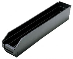 Quantum Storage - 23-5/8" Deep, Black Polypropylene Hopper Shelf Bin - 4" High x 4-1/8" Wide x 23-5/8" Long - Makers Industrial Supply