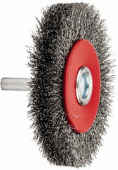 Value Collection - 2-5/8" OD, 1/4" Shank Diam, Crimped Steel Wheel Brush - 1/2" Face Width, 1/2" Trim Length, 0.008" Filament Diam, 15,000 RPM - Makers Industrial Supply