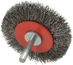 Value Collection - 2-5/8" OD, 1/4" Shank Diam, Crimped Steel Wheel Brush - 1/2" Face Width, 3/4" Trim Length, 0.015" Filament Diam, 15,000 RPM - Makers Industrial Supply