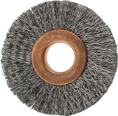 Value Collection - 2" OD, 1/2" Arbor Hole, Crimped Steel Wheel Brush - 5/16" Face Width, 1/2" Trim Length, 0.007" Filament Diam, 15,000 RPM - Makers Industrial Supply