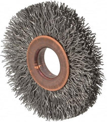 Value Collection - 2" OD, 1/2" Arbor Hole, Crimped Steel Wheel Brush - 5/16" Face Width, 1/2" Trim Length, 0.012" Filament Diam, 15,000 RPM - Makers Industrial Supply