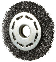 Value Collection - 2-1/2" OD, 3/8" Arbor Hole, Crimped Steel Wheel Brush - 5/16" Face Width, 1/2" Trim Length, 0.012" Filament Diam, 6,000 RPM - Makers Industrial Supply