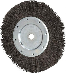 Value Collection - 8" OD, 1/2" Arbor Hole, Crimped Steel Wheel Brush - 9/16" Face Width, 1-9/16" Trim Length, 0.012" Filament Diam, 4,500 RPM - Makers Industrial Supply