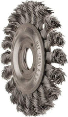 Value Collection - 4-1/2" OD, 7/8" Arbor Hole, Knotted Steel Wheel Brush - 1/2" Face Width, 7/8" Trim Length, 0.012" Filament Diam, 12,500 RPM - Makers Industrial Supply