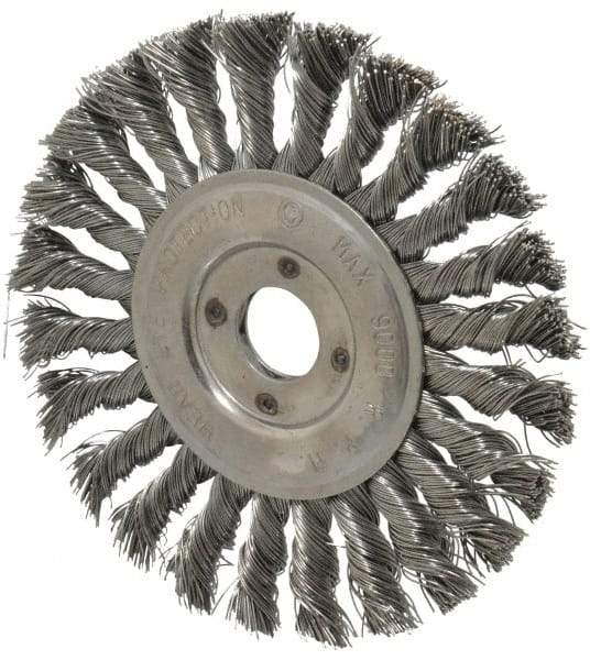 Value Collection - 6" OD, 7/8" Arbor Hole, Knotted Steel Wheel Brush - 1/2" Face Width, 1-1/2" Trim Length, 0.012" Filament Diam, 9,000 RPM - Makers Industrial Supply