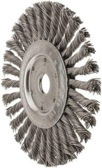 Value Collection - 7" OD, 7/8" Arbor Hole, Knotted Steel Wheel Brush - 1/2" Face Width, 1-11/16" Trim Length, 0.015" Filament Diam, 9,000 RPM - Makers Industrial Supply