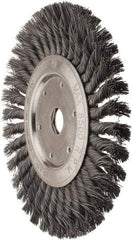 Value Collection - 8" OD, 7/8" Arbor Hole, Knotted Steel Wheel Brush - 1/2" Face Width, 1-11/16" Trim Length, 0.012" Filament Diam, 8,500 RPM - Makers Industrial Supply