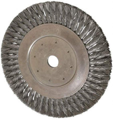 Value Collection - 10" OD, 1" Arbor Hole, Knotted Steel Wheel Brush - 5/8" Face Width, 1-11/16" Trim Length, 0.008" Filament Diam, 4,500 RPM - Makers Industrial Supply