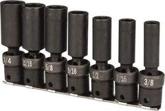 SK - 7 Piece 3/8" Drive Deep Well Impact Socket Set - 6 Points, 3/8" to 3/4" Range, Inch Measurement Standard - Makers Industrial Supply