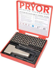 Pryor - 112 Piece, 3/32 Inch Character, Hardened Steel Type Set - 12 Character Capacity - Makers Industrial Supply