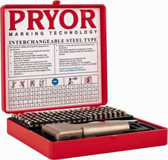 Pryor - 112 Piece, 1/8 Inch Character, Hardened Steel Type Set - 9 Character Capacity - Makers Industrial Supply