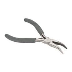 Value Collection - 5" OAL, 1-11/32" Jaw Length x 9/16" Jaw Width, Long Nose Side Cutting Bent Nose Pliers - Smooth Jaw, Plastic Dipped Handles - Makers Industrial Supply