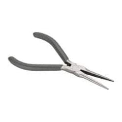 Value Collection - 5" OAL, 1-9/16" Jaw Length x 7/16" Jaw Width, Long Nose Mini Pliers - Serrated Jaw, Needle Nose Head, Plastic Dipped Handles, with Spring - Makers Industrial Supply