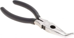 Value Collection - 6" OAL, 1-1/2" Jaw Length x 5/8" Jaw Width, Long Nose Side Cutting Bent Nose Pliers - Serrated Jaw, Plastic Dipped Handles - Makers Industrial Supply