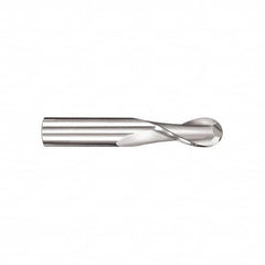 SGS - 11mm Diam, 25mm LOC, 2 Flute Solid Carbide Ball End Mill - Uncoated, Single End, 75mm OAL, 12mm Shank Diam, Spiral Flute - Makers Industrial Supply