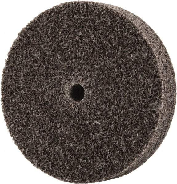 3M - 2-1/2" Diam, 1/2" Face Width, 1/4" Center Hole, Medium Grade, Aluminum Oxide Deburring Wheel - Unitized, Hard Density 7 Grade, 18,100 RPM - Makers Industrial Supply