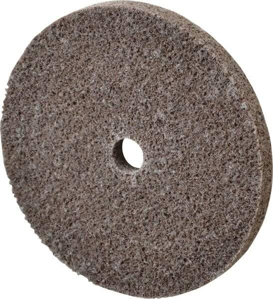 3M - 3" Diam, 1/4" Face Width, 3/8" Center Hole, Fine Grade, Aluminum Oxide Deburring Wheel - Unitized, Medium Density 5 Grade, 18,100 RPM - Makers Industrial Supply