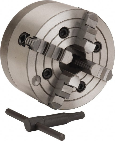 Independent Manual Lathe Chuck: 4-Jaw,  6″ Dia Includes Back Plate