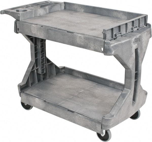 Akro-Mils - 400 Lb Capacity, 24-1/2" Wide x 45" Long x 32" High Standard Utility Cart - 2 Shelf, Plastic, 2 Rigid/2 Swivel Casters - Makers Industrial Supply