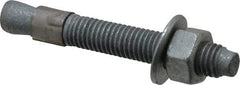 Made in USA - 1/2" Diam, 1/2" Drill, 3-3/4" OAL, 4-5/8" Min Embedment Wedge Expansion Concrete Anchor - Grade 5 Steel, Galvanized Finish, Hex Nut Head, Hex Drive, 2-1/2" Thread Length - Makers Industrial Supply