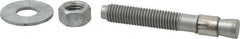 Made in USA - 5/8" Diam, 5/8" Drill, 4-1/2" OAL, Wedge Expansion Concrete Anchor - Grade 5 Steel, Galvanized Finish, Hex Nut Head, Hex Drive, 2-5/8" Thread Length - Makers Industrial Supply