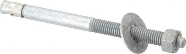 Value Collection - 5/8" Diam, 5/8" Drill, 8-1/2" OAL, 1-1/2" Min Embedment Wedge Expansion Concrete Anchor - Grade 5 Steel, Galvanized Finish, Hex Nut Head, Hex Drive, 4" Thread Length - Makers Industrial Supply