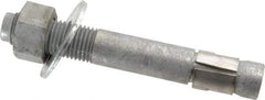 Made in USA - 1-1/4" Diam, 1-1/4" Drill, 9" OAL, Wedge Expansion Concrete Anchor - Grade 5 Steel, Galvanized Finish, Hex Nut Head, Hex Drive, 3-1/4" Thread Length - Makers Industrial Supply