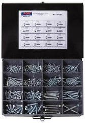 Value Collection - 375 Piece, 1/4x1 to 1/2 x 4-1/2, Steel Lag Screw Assortment - Hex Head, Hex Drive, 1 to 4-1/2" Long, Hot Dipped Galvanized Finish - Makers Industrial Supply