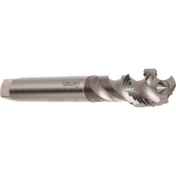 Emuge - 1/2-14" BSPP, 4 Flutes, Modified Bottoming Chamfer, Bright Finish, Cobalt British Standard Pipe Tap - 0.6299" Shank Diam, 0.4724" Square Size, Series Enorm - Exact Industrial Supply