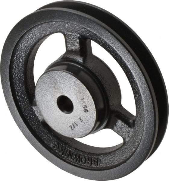 Browning - 1/2" Bore, 1-5/32 Long, 5.45" Outside Diam, Finished Bore Single Groove V Belt Sheave - 3/4" Wide, 4.86" Pitch Diam of 3L Belt, 5.2" Pitch Diam of 4L Belt - Makers Industrial Supply